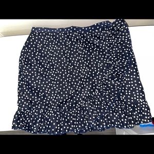 Navy Polka Dot Frill Hem Wrap Mini Skirt Size 8